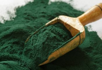 Organic spirulina powder. Spirulina is a superfood used as a food supplement source of vitamin protein and beta carotene